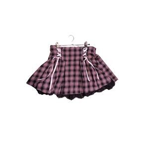 hot topic pink and black plaid skirt